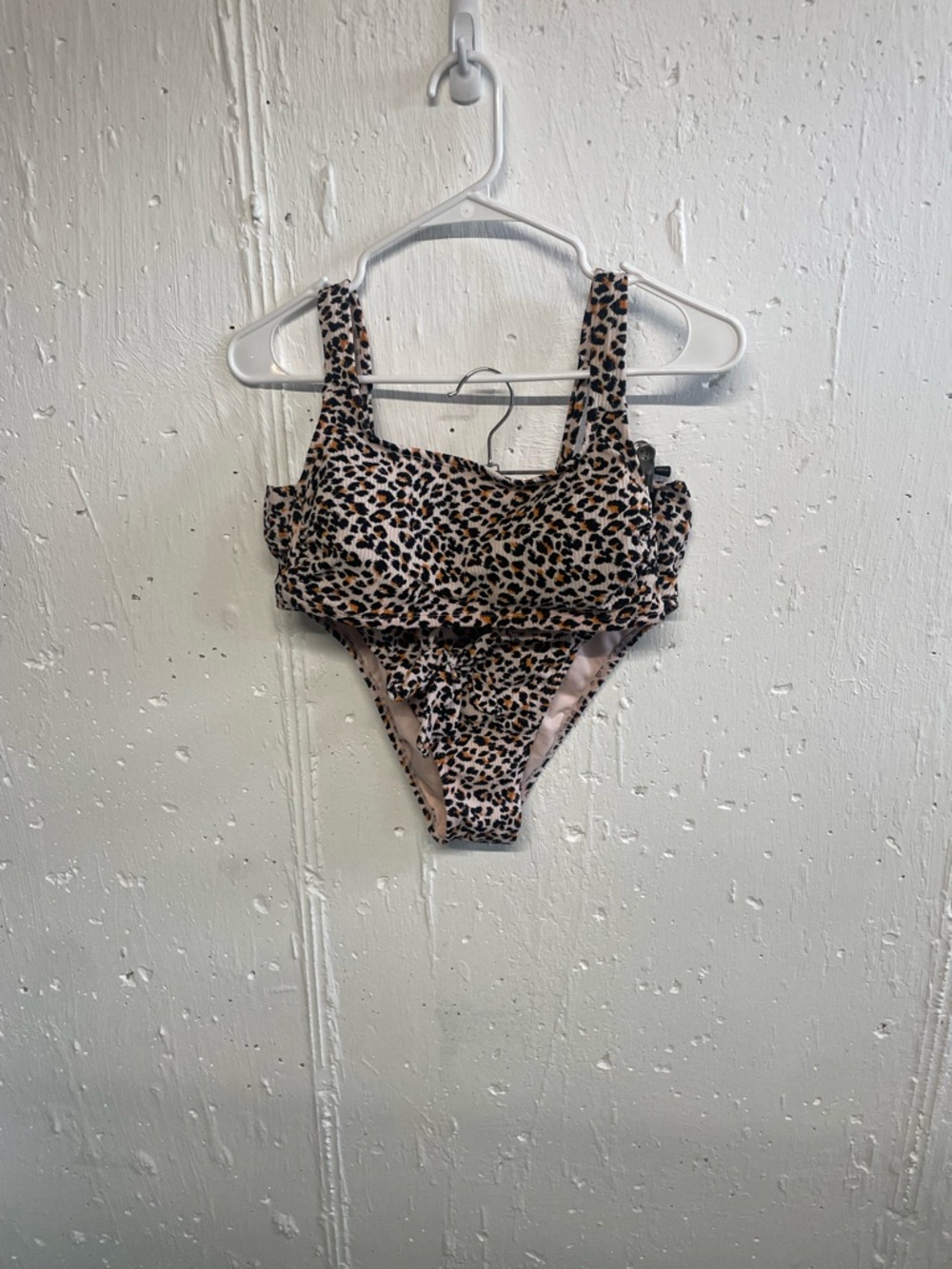 Kids Leopard Print Two-Piece Swim Set - Brown